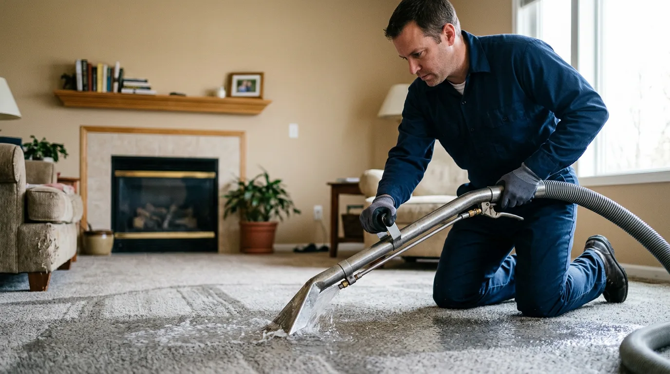 Water damage restoration technician working near Savoy, TX